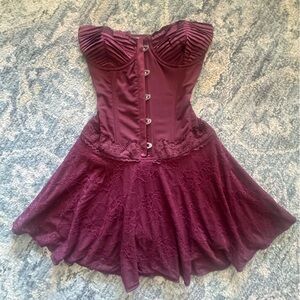 DISCONTINUED Elegant Burgundy Mini Corset Dress